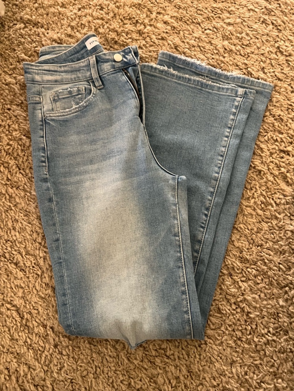 Flying Monkey Light Blue Distressed Flare Jeans